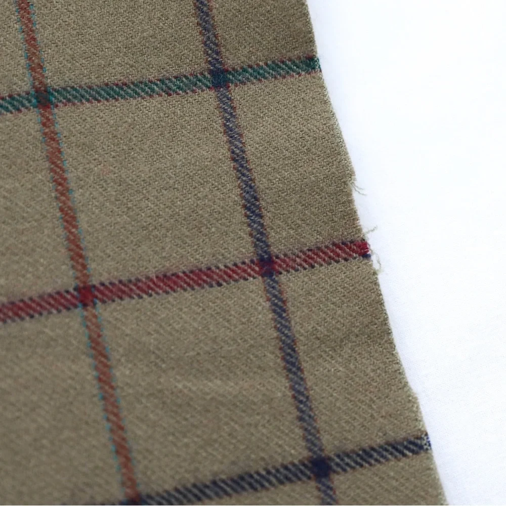 Vintage Wool Scarf plaid unisex mens womens olive green window pane classic warm